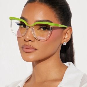 •Seeing thru You• Green Frame Clear Lens Blue Light Eyewear